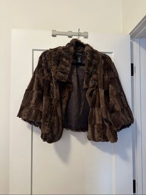 Cynthia Rowley Plush Faux-Fur Short Jacket in Dark Brown